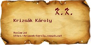 Krizsák Károly névjegykártya